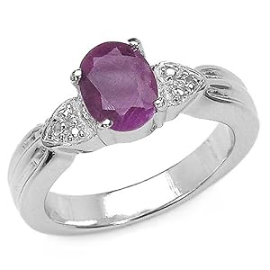 1.65 Carat Genuine Ruby and White Topaz Silver Ring by