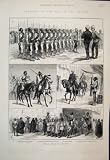1884 RECRUITING FOR SOUDAN WAR ENGLISH OFFICERS PRINT