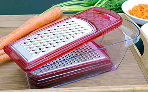 5 Piece Stainless Steel Professional Grade Rectangle Grater Set by VANIKA- Sharp Fruit Zester And Vegetable Slicer Set - Lightweight And Durable Cheese Grating Set - Rubberized Edges For Easy Grip