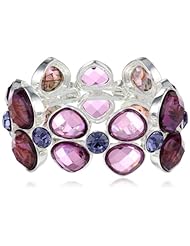 Napier "Field Of Dreams" Silver-Tone and Purple Drama Stretch Bracelet, 7.25"