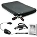 Black Carbon Fiber Durable Slim Protective Eva Storage Carrying Cube Cover Case with Mesh Pocket for Sony PRS-950 Electronic Reader eReader Device ( PRS 950 PRS950 )(Compatible with all colors) + Indlues a 4-Inch Determination Hand Strap + Includes a Anti Glare Screen Protector + Includes a Rapid Travel Car Charger + Black Clip On Brighty XtraFlex LED Light Flexible Goose Neck