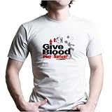 GIVE BLOOD, PLAY SOCCER T-Shirt - 100% Fine Jersey Combed Cotton MENS / UNISEX T-Shirt - Sweat Shop Free