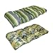 Wicker Reversible Settee Cushion - Blue & Green Floral/ Stripe