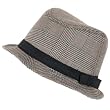 New Plaid Glen Roller Ribbon Stingy Fedora Hat Black