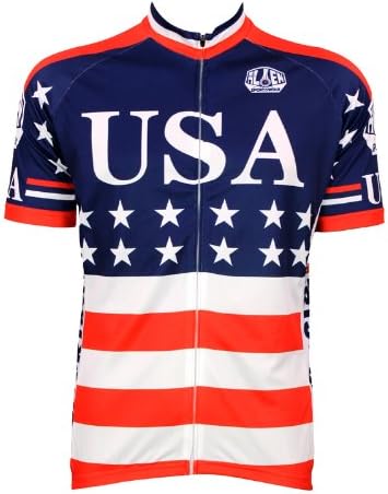 Generic Men's USA Stars And Stripes Outdoor Sports Bike Cycling Short Sleeve Jersey L Blue