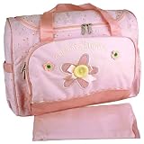 BabyEssentialsPinkFlowerButtonLargeShoulderBabyDiaperBag+ChangingPad