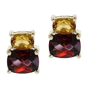 10k Yellow Gold Citrine and Garnet Earrings by Amazon.com Collection