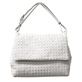 Bottega Veneta Woven Cream Leather Flap Shoulder Bag 162117/V00A2/9541