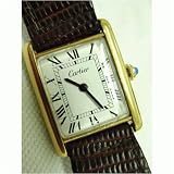 Antique Vintage: Pre-owned Mens Cartier Watch Vermeil Tank WHITE DIAL Swiss Manual Wind Movement... by Cartier