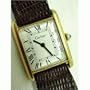 Antique/Vintage: Pre-owned Man's Cartier Watch Vermeil Tank WHITE DIAL Swiss Manual Wind Movement 1970/80's