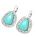 TAGOO Antique Women's Simulated Turquoise Antique Oval Round Teardrop Design Dangle Hoop Earrings (teardrop 10070)