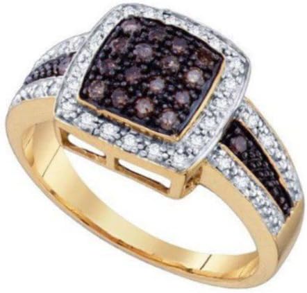 0.5 cttw 10k Yellow Gold Cognac Brown Diamond Engagement Ring (Sizes 3-11)