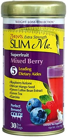 Zhenas Gypsy Tea Extra Strength Slim Me Green Tea, Superfruit Mixed Berry, 30 Tea Bags Per Cannister (Pack of 2)
