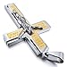 INBLUE Men's Stainless Steel Pendant Necklace Silver Gold Tone Jesus Christ Crucifix Cross Bible Lords Prayer -with 23 Inch Chain