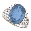 14K White Gold London Blue Topaz and Diamond Ring