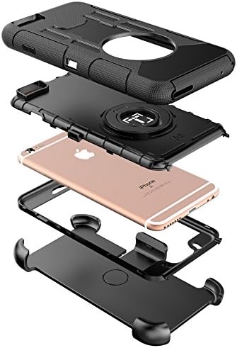 iPhone 6S Plus case, iTronic hybrid dual layer combo armor defender protective case with kickstand and belt clip for iPhone 6S Plus / 6 Plus (Black)