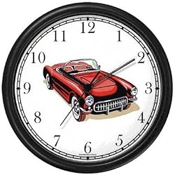 Vintage Red Sports Car No.1 Wall Clock by WatchBuddy Timepieces (Black Frame)