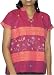 Womens Blouses Short Sleeve Cotton Top Shirt With Hand Embroidery Size L