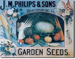 Phillips Seeds & Vegetables Metal Tin Sign 16"W x 12.5"H