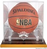 New York Knicks Wood Base Logo Basketball Display Case and a Mirror Back