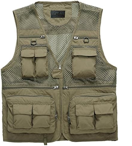LIANIHK Men's Casual Multi Pockets Outdoor Travel Mesh Cargo Active Vest