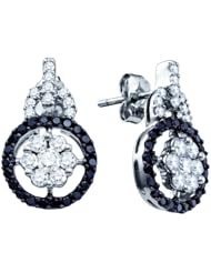 1.09ctw Black & White Diamond Dangle Earrings