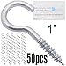 Shells 50PCS Silver Color Zinc Plated 1 Inches Metal Cup Hooks Round End Screw Hooks Self-tapping Screws Hooks