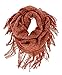 Knit Marble Fringe Infinity Scarf-Rust