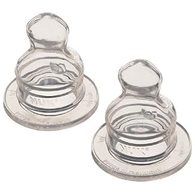 NUK Silicone Orthodontic Nipples, Slow Flow, Size 1, 2 Pack