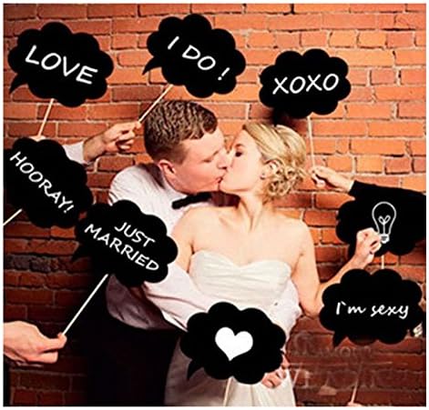 10 Pcs Photo Booth Prop DIY Bubble Speech Chalk Board Wedding Party Photobooth