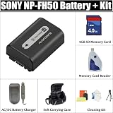 SONY NPFH50 H SERIES ACTIFORCE HYBRID INFOLITHIUM BATTERY FOR MOST SONY CAMCORDERS and A230, A330 and A380 Alpha DSLR DIGITAL CAMERAS + ACCESSORY KIT WITH AC/DC RAPID HOME AND CAR CHARGER + 4GB SDHC MEMORY CARD + SD CARD READER + SOFT CARRYING CASE & MORE !!!