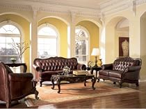 2 PCs Classic Tri Tone Leather Sofa and Loveseat Set
