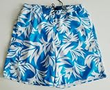Big and Tall Mens Swim Trunks with Adjustable Elastic Drawstring Waist and Board Short Style Front, 2 Inseam Slit Pockets and Side Cargo Pocket. Mesh Lined. Blue Leaves in Sizes XL - 4XL