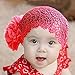 Baby Girl Toddler Cute Lace Wide Headband with Big Flower Stretch Headwear (Red)