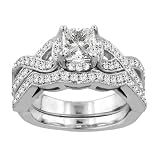 2.00 CT TW Braided Princess Cut Diamond Engagement Set in