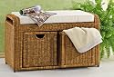 Rattanbank, Rattansitzbank, hell-honig, echtes Rattan