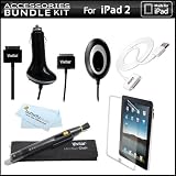 Vivitar Power And Safety Accessories Bundle Kit For Apple iPad 2 and iPad 1 2nd Generation 16GB 32GB 64GB 3G Wifi Includes Home and Car Charger + Screen Protector + Sync Cable + Lens Pen Cleaning System + MicroFiber Cloth
