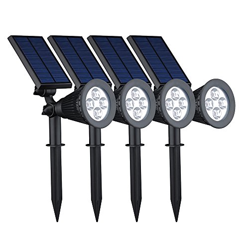 VicTsing Solar Spotlights,2-in-1 Waterproof Adjustable 4 LED Wall / Landscape Solar Lights with Automatic On/Off Sensor for Driveway, Yard, Lawn, Pathway, Garden (4-Pack)