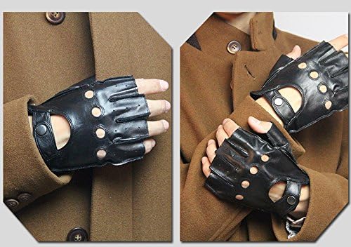 JIUYUNZHOU Mens Summer Genuine Nappa Leather Motorcycle Cycling Sport Driving Gloves (M, Black)