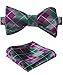 SetSense Men's Plaid Jacquard Woven Self Bow Tie Set