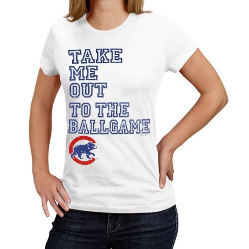 Majestic Chicago Cubs Ladies White Fake Out T-shirt (Medium)