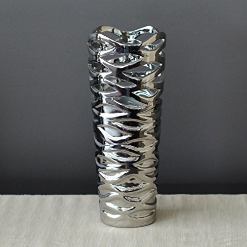 Tannex Ceramic Silver Wave Vase, 11.75-Inch
