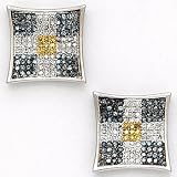 Solid 14K White Gold Micro Pav� .50 Carat Checkerboard Genuine Diamond Earrings