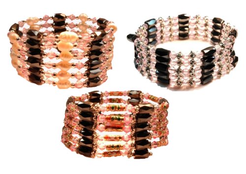 Set of Magnetic Wrap Bracelet Necklace Anklet Lariat   Pink Bead  Pink Fresh Water Pearl  Pink Cloisenne