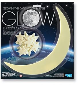 4M Glow-In-The-Dark Stars moon and stars (1 Mooon, 12 stars)