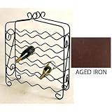 25 Bottle Wine Rack-Wrought Iron-Aged Iron (Aged Iron) (26"H x 8"W x 33"D)