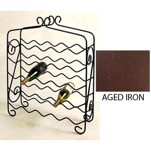 25 Bottle Wine Rack-Wrought Iron-Aged Iron (Aged Iron) (26″H x 8″W x 33″D)