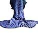 Mermaid Tail Blanket, 74''x 35'' Crochet Mermaid Blankets Seasons Warm Soft Handmade Sleeping Bag, Best Easter Gift for Kids Teens Adult