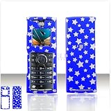 Blue with Silver Stars Case Cover for Brand BOOST MOBILE NEXTEL i425 Protective Cell Phone Hard SNAP-ON