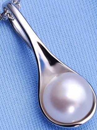 OveeLando®Sterling Silver 10mm spoon shape Pearl Pendant